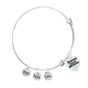 12 Prostate Cancer Heart Retractable Charm Bracelets