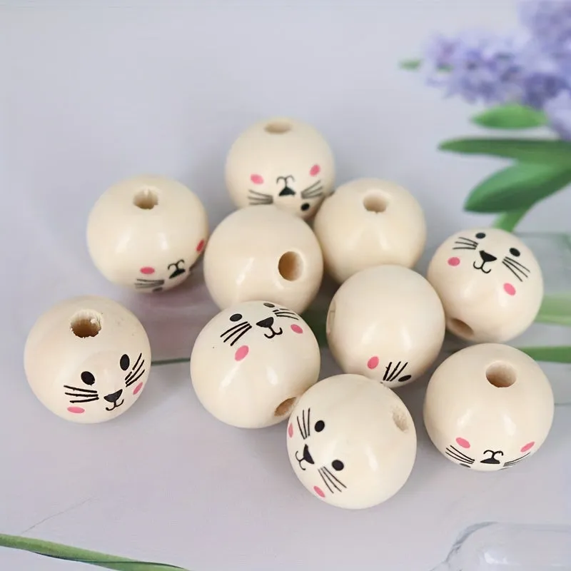 15 Smiling Doll Head Wooden Beads for Jewelry Making