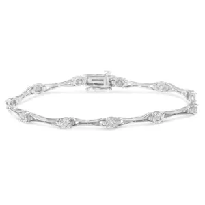 .925 Sterling Silver 1/4 Cttw Diamond Miracle-Set Flared-Bar 7" Link-Style Tennis Bracelet (I-J Color, I3 Clarity)