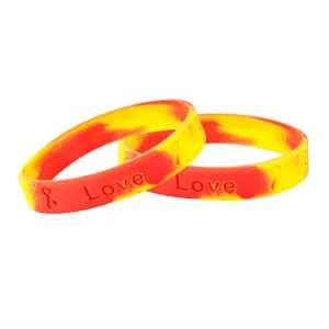 Adult Red & Yellow Silicone Bracelet Wristbands