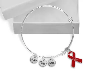 AIDS Red Ribbon Retractable Charm Bracelets