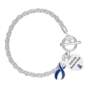 Arthritis Dark Blue Ribbon Rope Bracelets