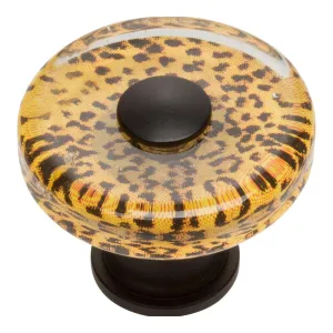 Atlas Homewares Cheetah Round Glass Knob 3231-BL Matte Black