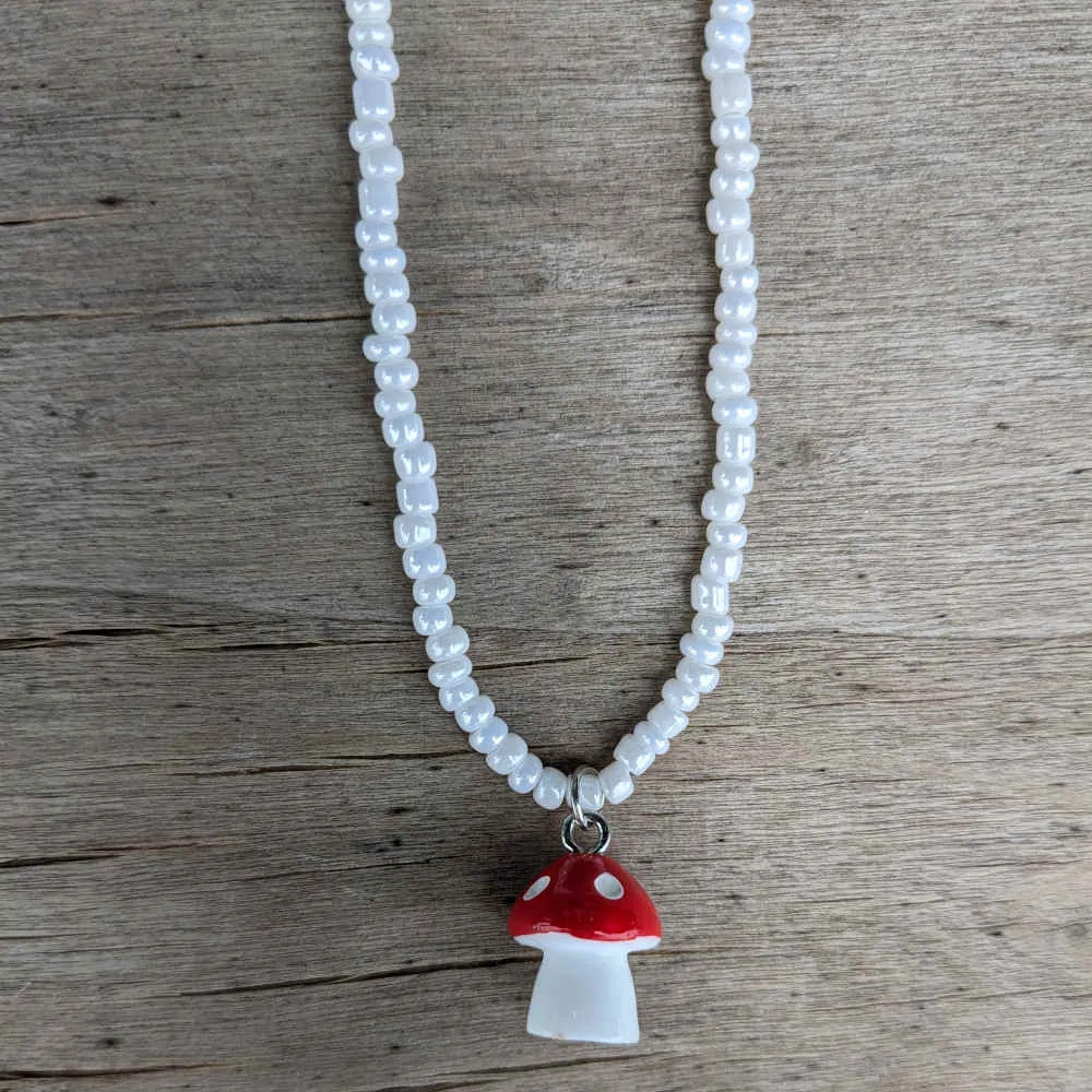 Beaded Mushroom Necklace