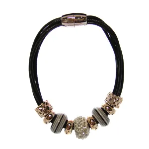 Bling Bracelet-Black & White Grey/Black Bead