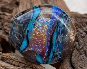 Blue Dichroic Shimmer Lampwork Focal Bead SRA