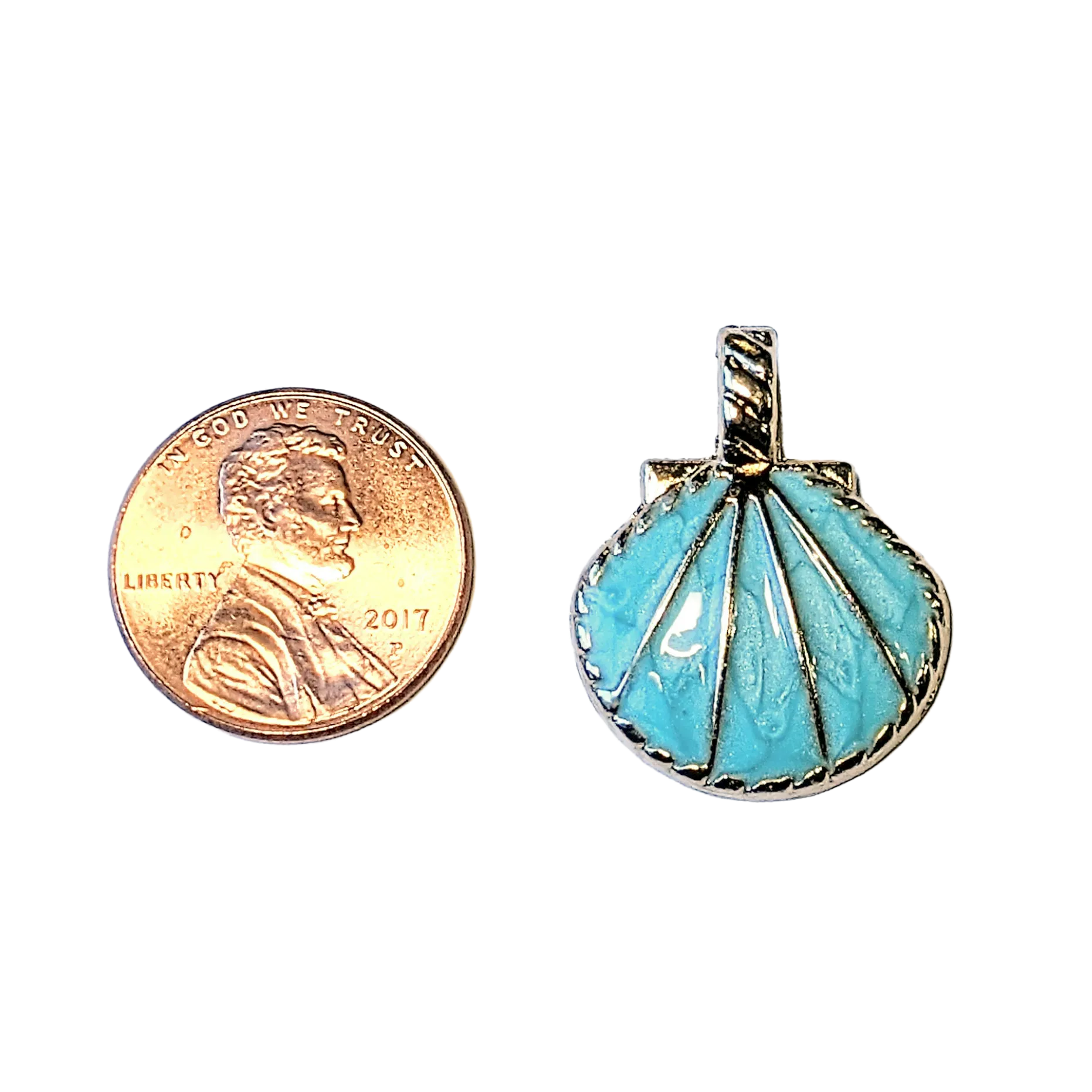 Blue Enamel Seashell Pendant