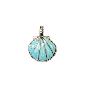 Blue Enamel Seashell Pendant