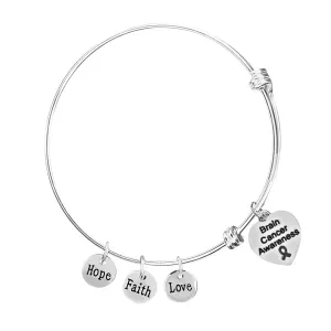 Brain Cancer Heart Retractable Charm Bracelets