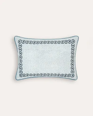 Calcada Embroidered Cushion - Blue