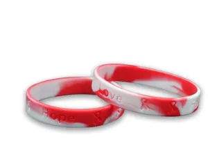 Child Red & White Awareness Silicone Bracelet Wristbands