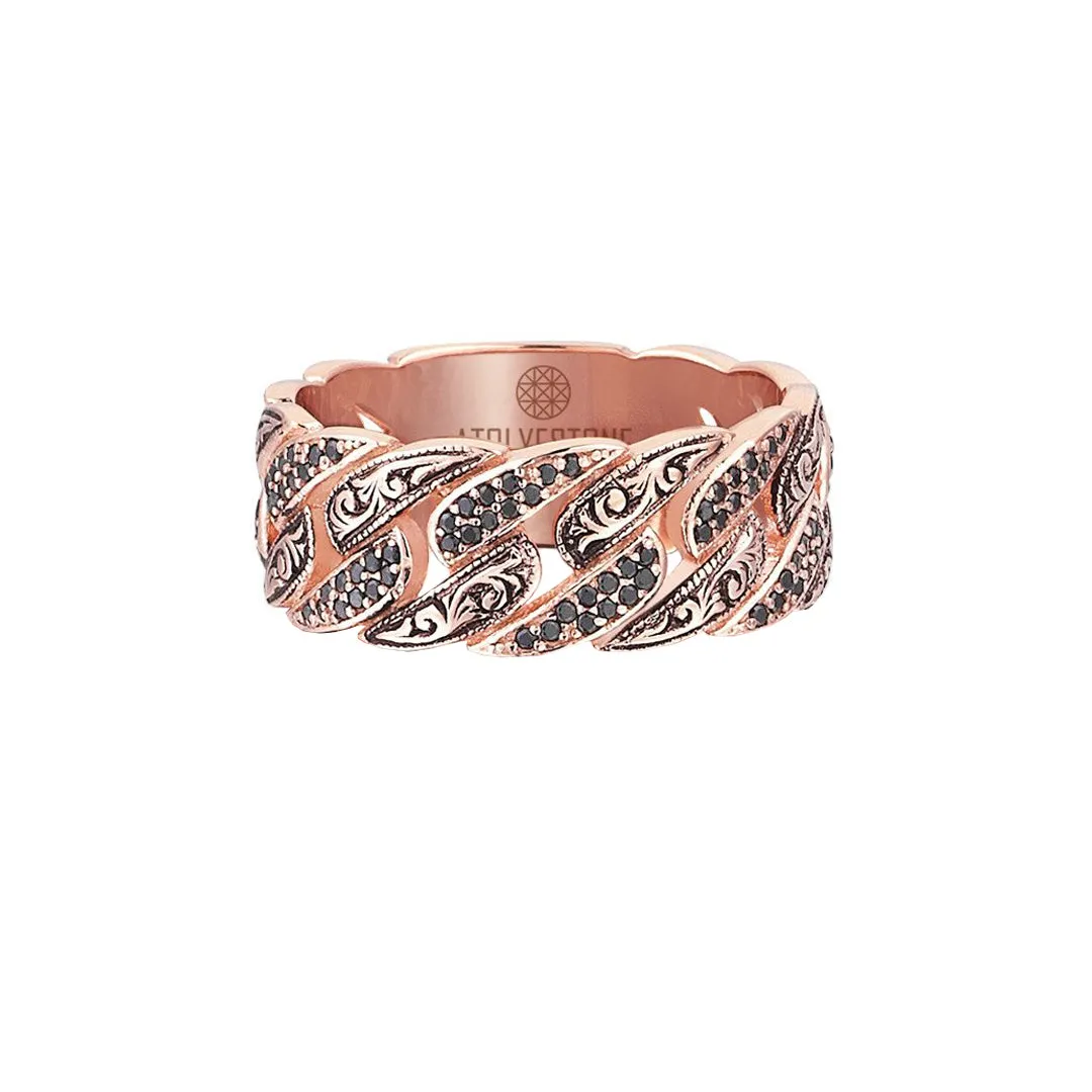 Classic Pave Chain Ring - Solid Gold