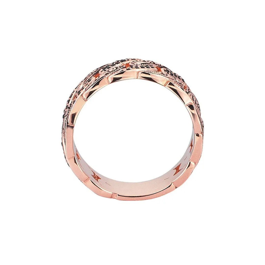 Classic Pave Chain Ring - Solid Gold