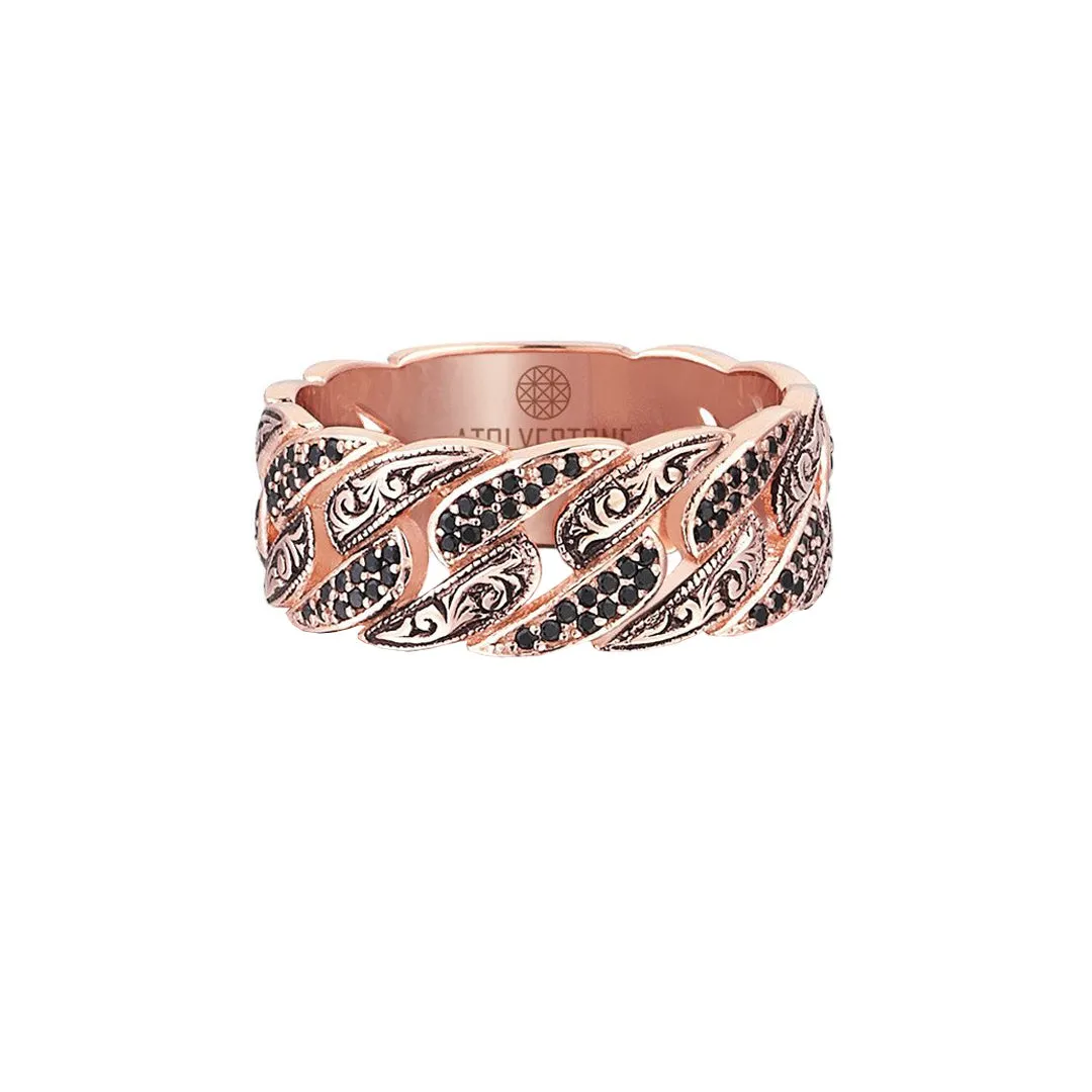 Classic Pave Chain Ring - Solid Gold