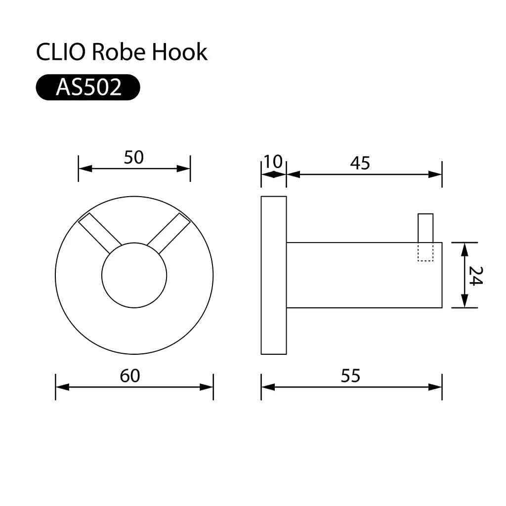 Clio Double Robe Hook Chrome