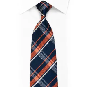 Daniel Hechter Rhinestone Silk Necktie Orange Navy Plaids