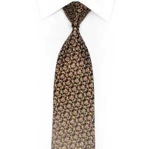 Gold Trellis On Black Silk Rhinestone Tie With Gold Sparkles