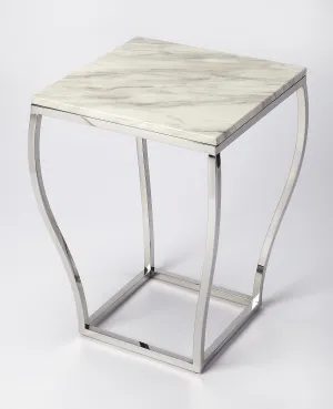 Haley Marble & Metal End Table in Silver  5278220