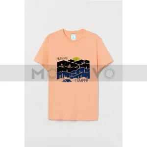 Happy Camper Printed Peach Graphic Tee