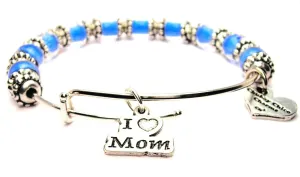 I Heart Mom 9mm Glass Beaded Single Bracelet