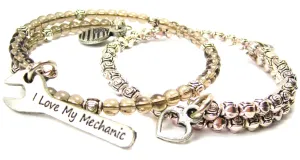 I Love My Mechanic Delicate Glass And Roses Wrap Bracelet Set