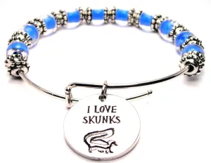 I Love Skunks 9mm Glass Beaded Single Bracelet