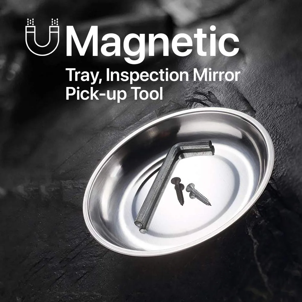 Katzco Magnetic Parts Trays - 3 Pack - Durable Holder with Pick-Up Tool and Telescoping