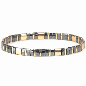 Layla Gunmetal and Gold Tile Bracelet