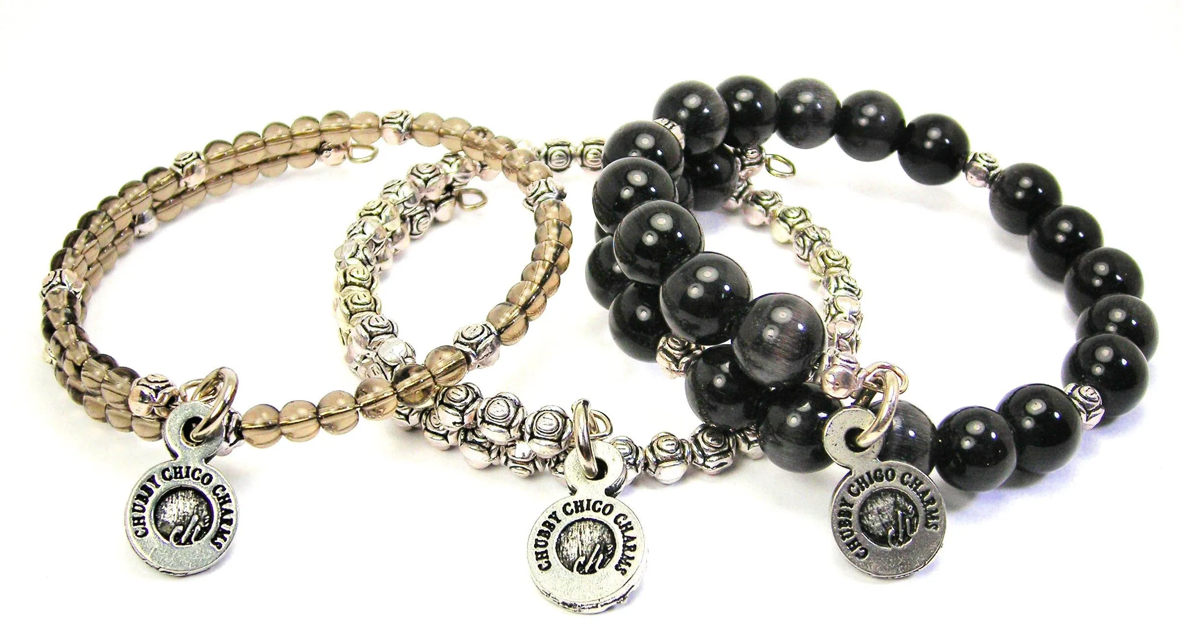 Live Love Ride 3 Piece Wrap Bracelet Set Cats Eye Glass And Pewter