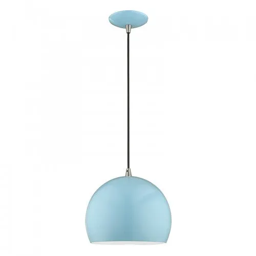 METAL 1 LIGHT MINI PENDANT, SHINY BABY BLUE