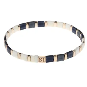 Nicole Navy, White and Gold Tile Bracelet