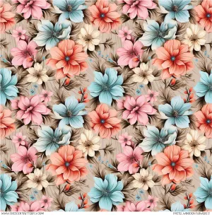 Pastel Wooden Flowers 3 Pattern Vinyl Sheet/Wrap