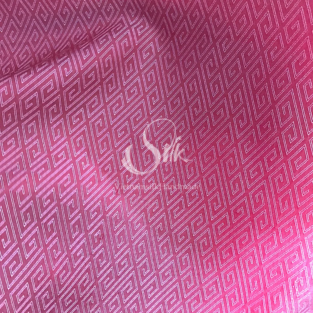 Pink Silk with Plaid pattern - PURE MULBERRY SILK fabric by the yard -Luxury Silk - Natural silk - Handmade in VietNam- Silk with Design