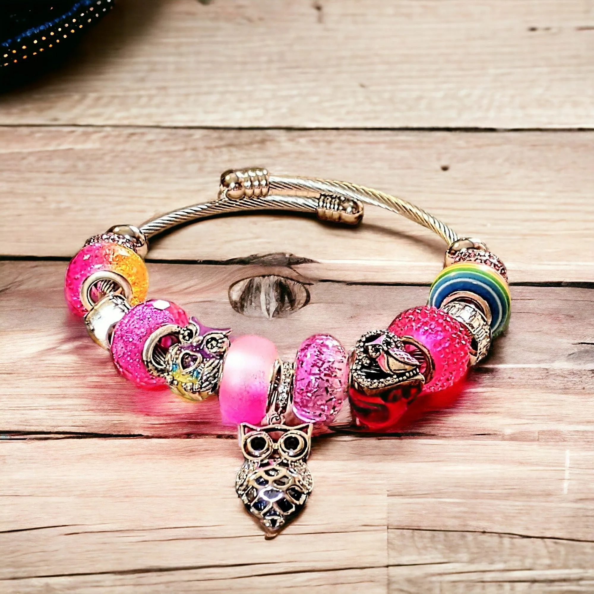 Pretty Owl Euro Cuff Wrap Bracelet