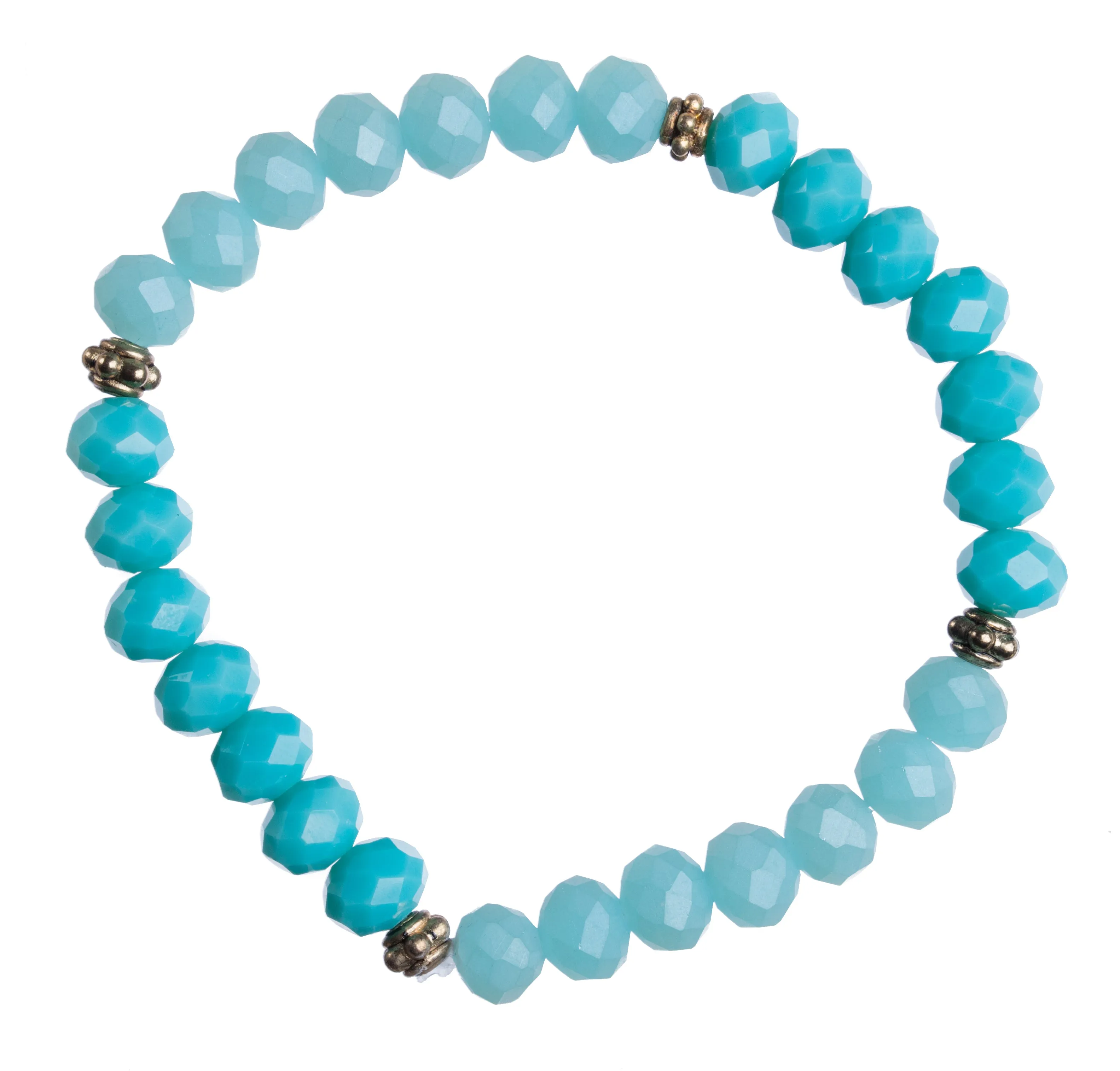 *"Turquoise   Light Blue" 8mm Crystal Stretchy Bracelet