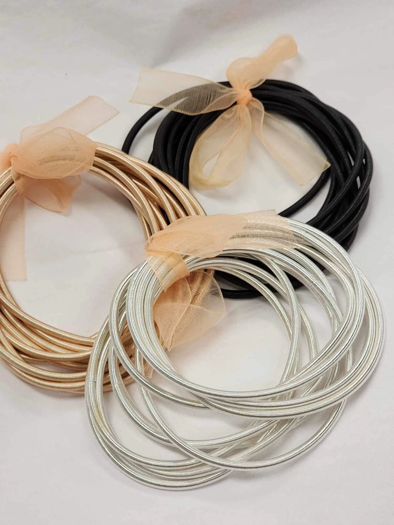 Silver Thick Guitar String Bracelets -10pcs Set